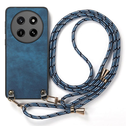For Honor X80 Pro Max 5G Vintage Leather PC Back Cover Phone Case with Crossbody Strap - Blue - SYA002772605F