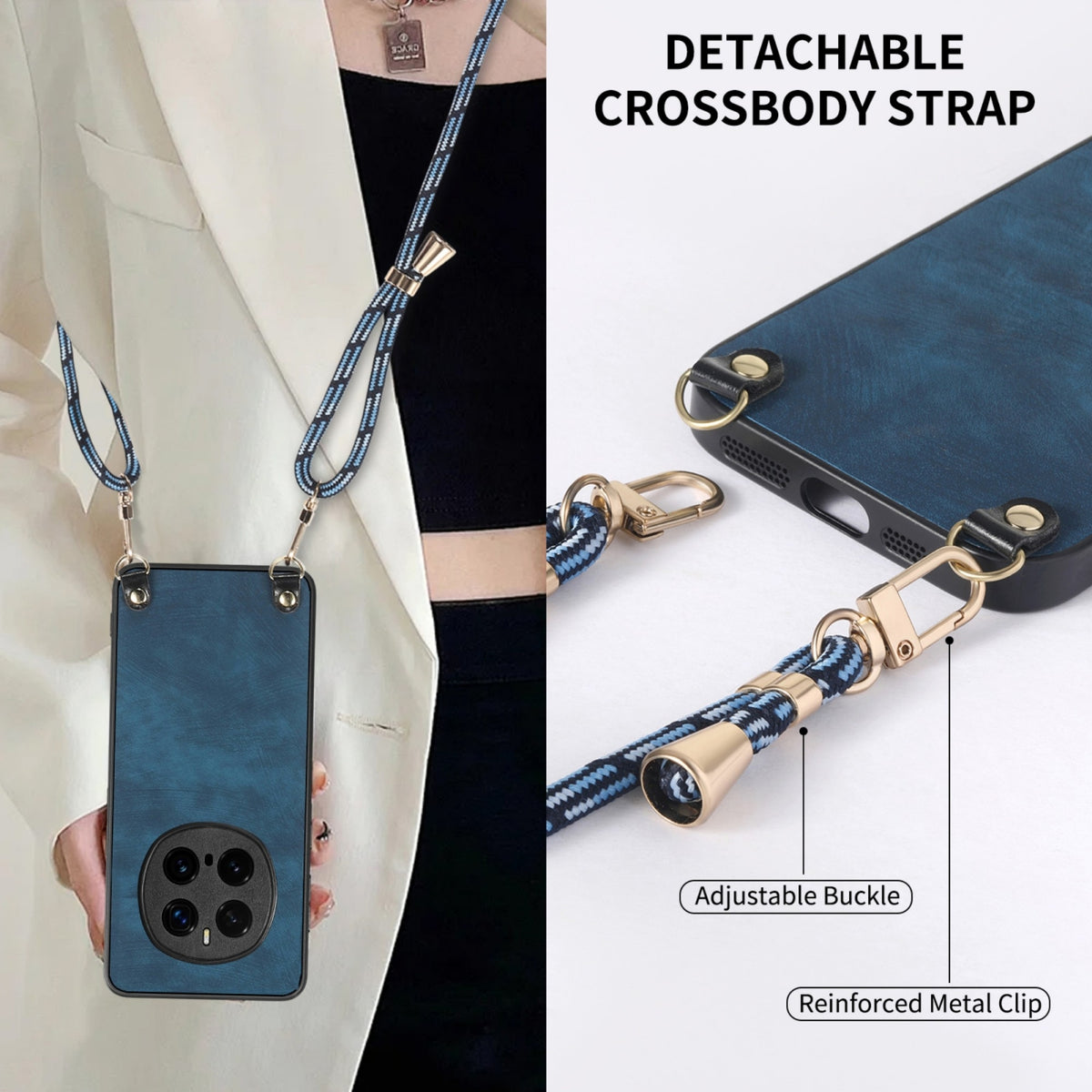 For Honor X80 Pro Max 5G Vintage Leather PC Back Cover Phone Case with Crossbody Strap - Green - SYA002772605A