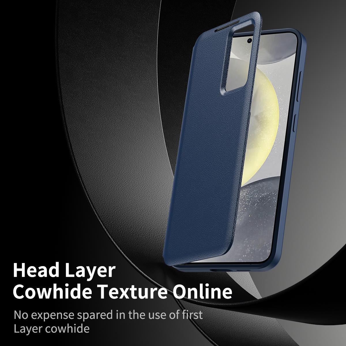 For Galaxy S26 FE 5G Smart View Window Leather Phone Case with Card Slot - Blue - SYA002774131A