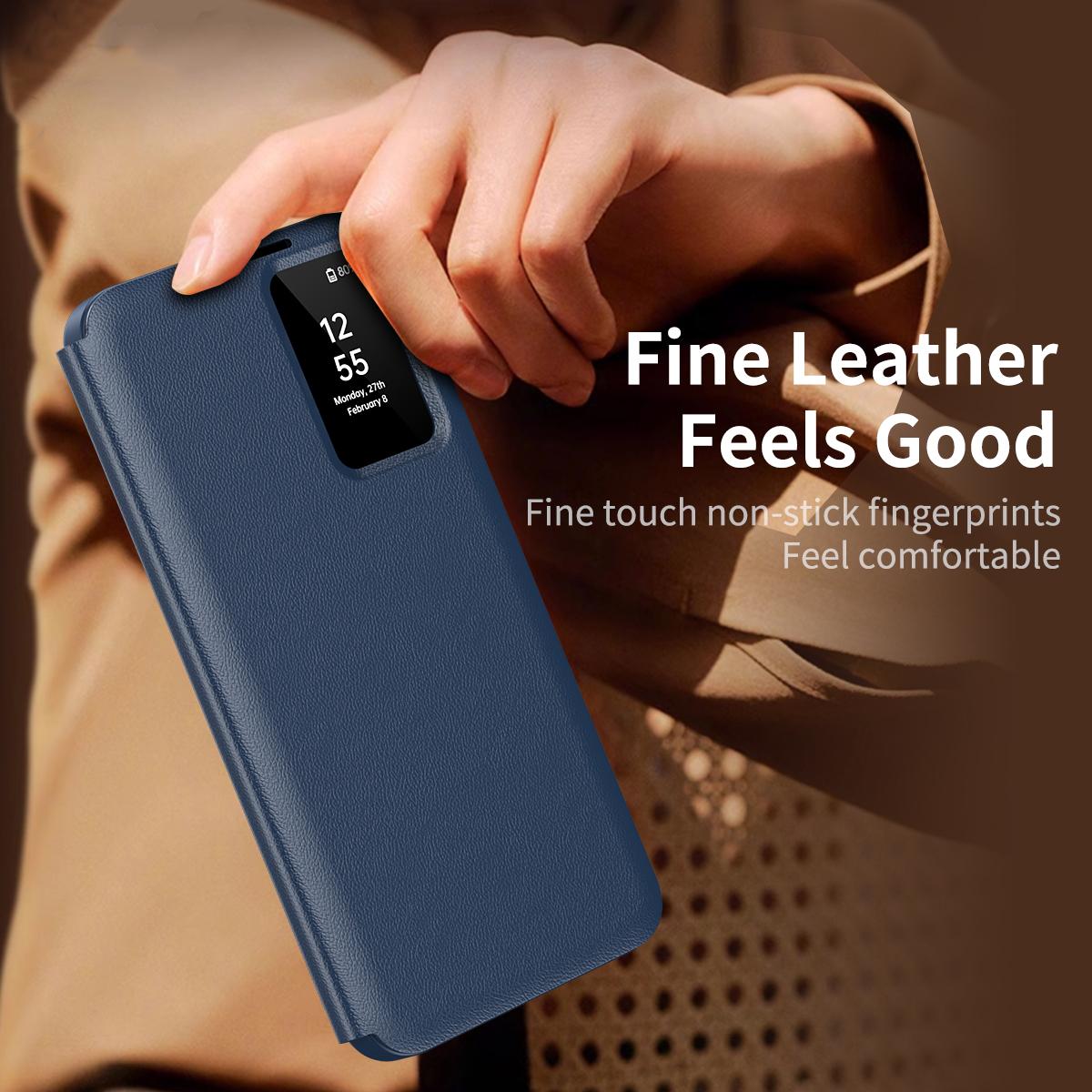 For Galaxy S26 FE 5G Smart View Window Leather Phone Case with Card Slot - Blue - SYA002774131A