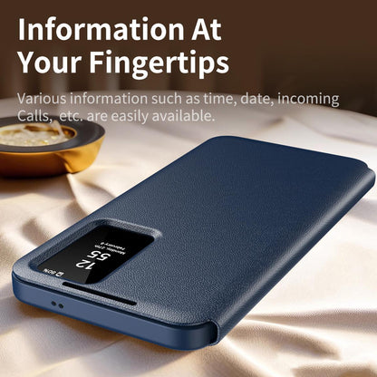 For Galaxy S26 FE 5G Smart View Window Leather Phone Case with Card Slot - Blue - SYA002774131A