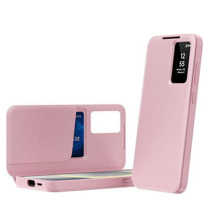 For Galaxy S26 FE 5G Smart View Window Leather Phone Case with Card Slot - Pink - SYA002774131B