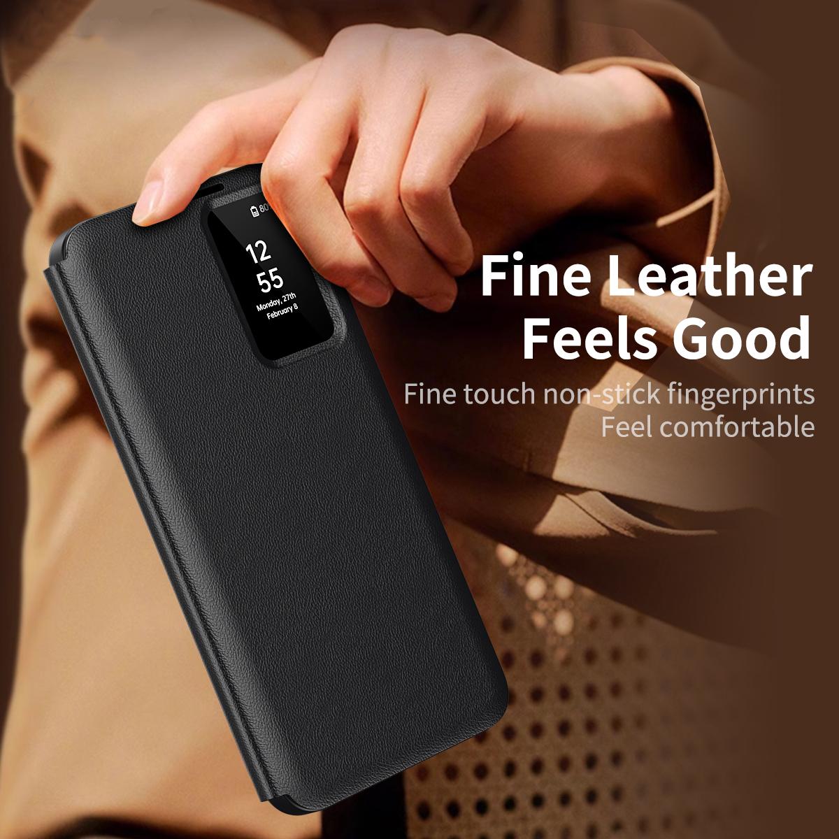For Galaxy S26 FE 5G Smart View Window Leather Phone Case with Card Slot - Black - SYA002774131C