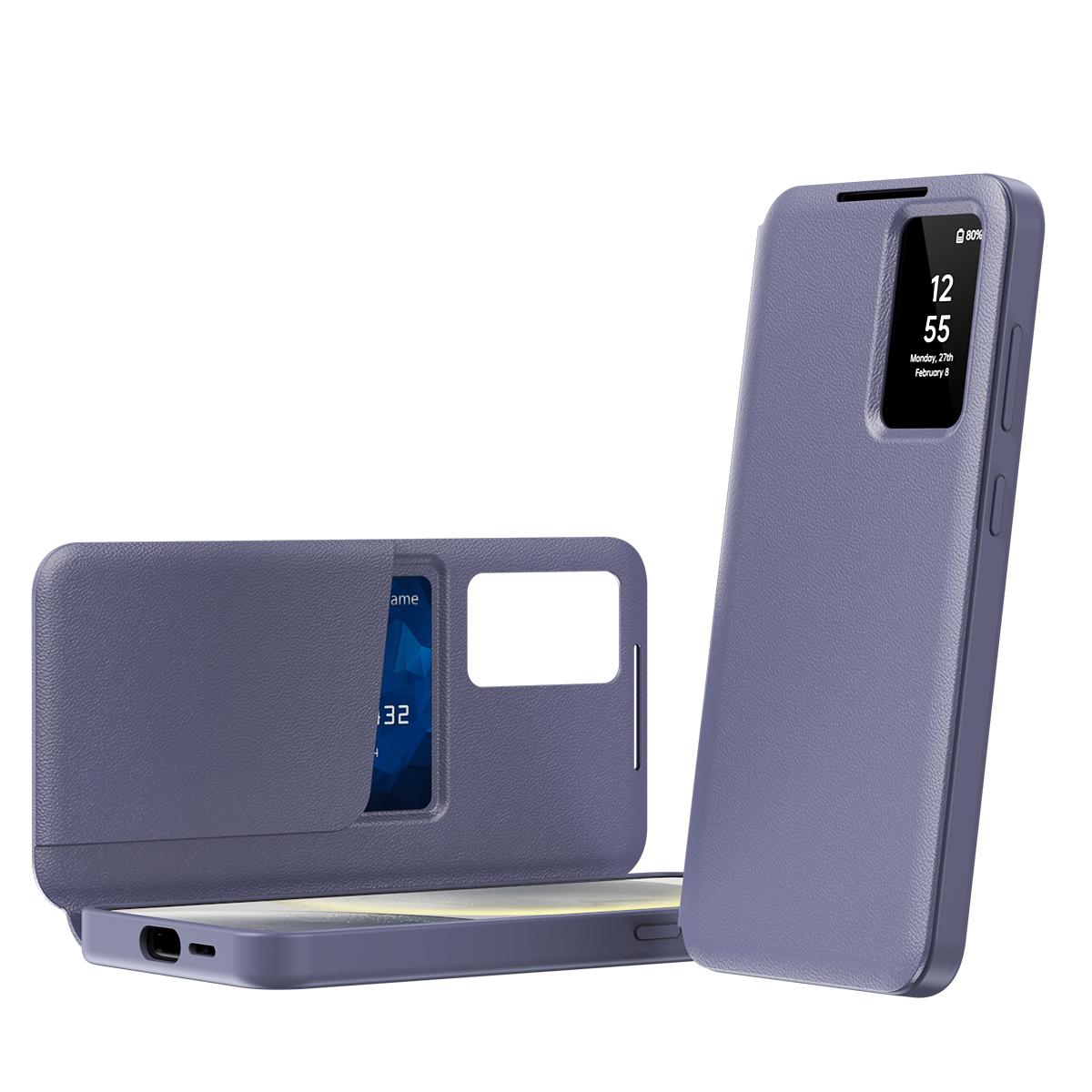 For Galaxy S26 FE 5G Smart View Window Leather Phone Case with Card Slot - Purple - SYA002774131E