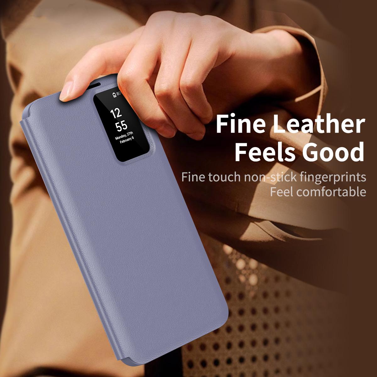 For Galaxy S26 FE 5G Smart View Window Leather Phone Case with Card Slot - Purple - SYA002774131E