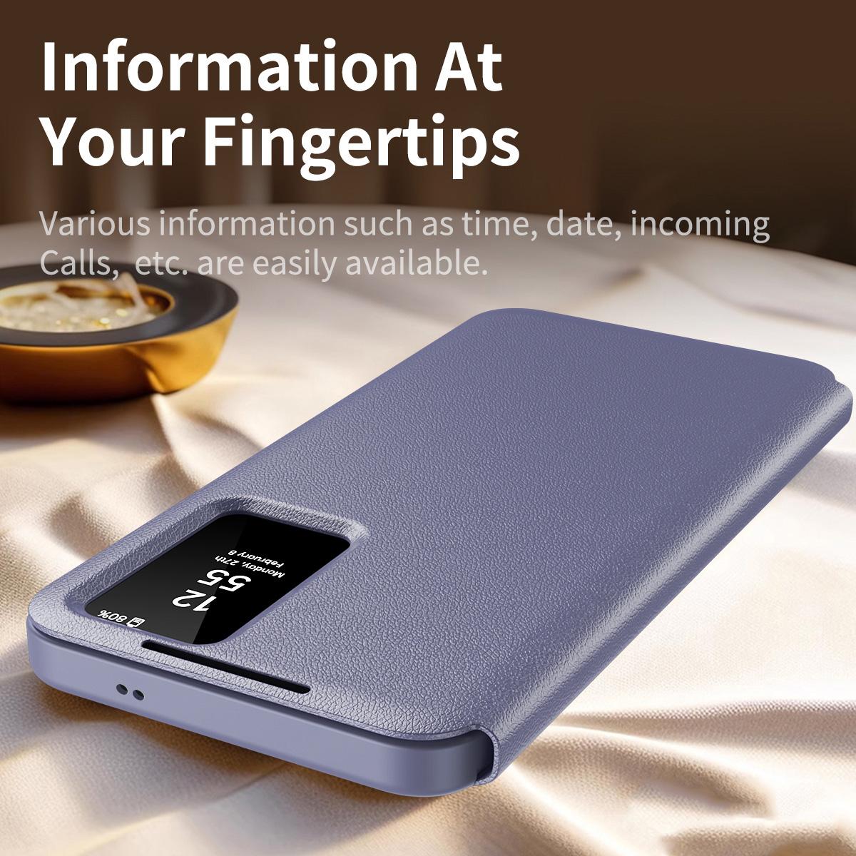For Galaxy S26 FE 5G Smart View Window Leather Phone Case with Card Slot - Purple - SYA002774131E