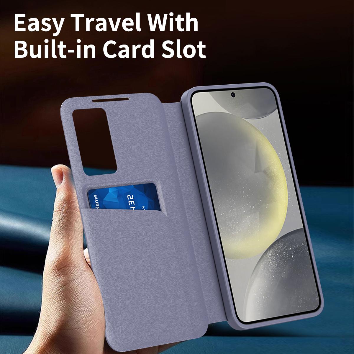 For Galaxy S26 FE 5G Smart View Window Leather Phone Case with Card Slot - Purple - SYA002774131E