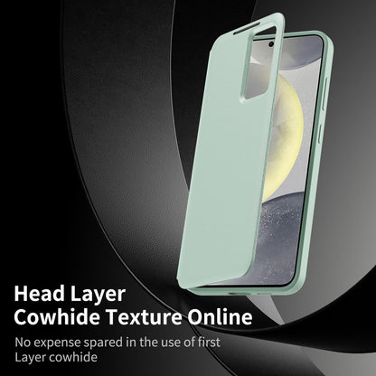 For Galaxy S26 FE 5G Smart View Window Leather Phone Case with Card Slot - Green - SYA002774131F