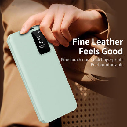 For Galaxy S26 FE 5G Smart View Window Leather Phone Case with Card Slot - Green - SYA002774131F