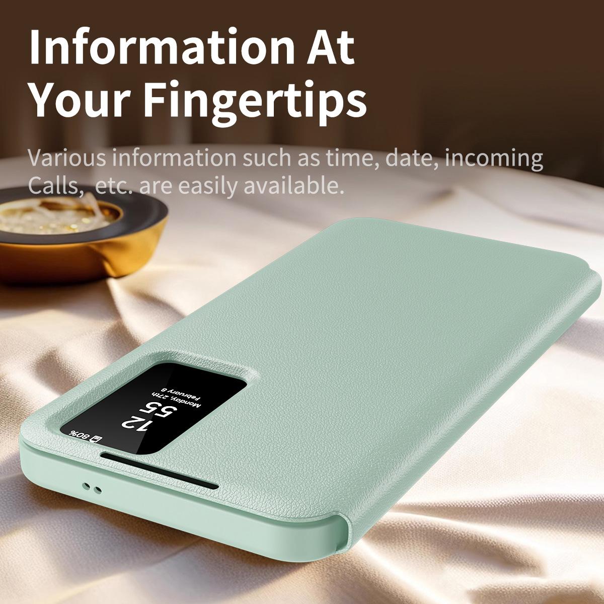 For Galaxy S26 FE 5G Smart View Window Leather Phone Case with Card Slot - Green - SYA002774131F