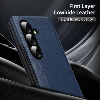 For Galaxy Fold8 Ultra 5G Smart View Window Leather Phone Case with Card Slot(Blue)