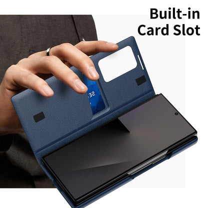 For Galaxy Fold8 Ultra 5G Smart View Window Leather Phone Case with Card Slot(Blue)