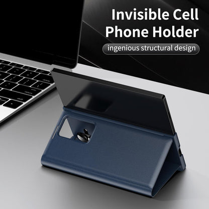 For Galaxy Fold8 Ultra 5G Smart View Window Leather Phone Case with Card Slot(Blue)