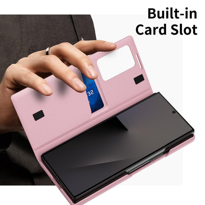 For Galaxy Fold8 Ultra 5G Smart View Window Leather Phone Case with Card Slot(Pink)