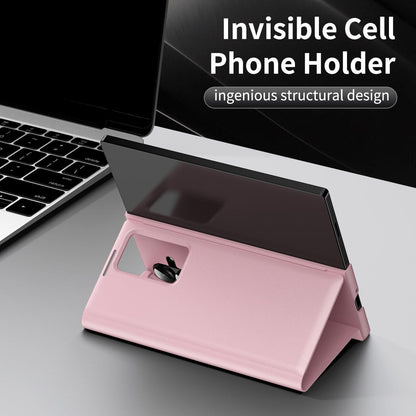 For Galaxy Fold8 Ultra 5G Smart View Window Leather Phone Case with Card Slot(Pink)