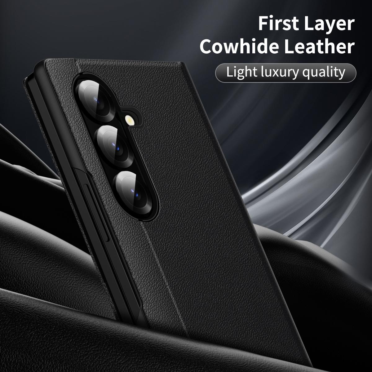 For Galaxy Fold8 Ultra 5G Smart View Window Leather Phone Case with Card Slot(Black)