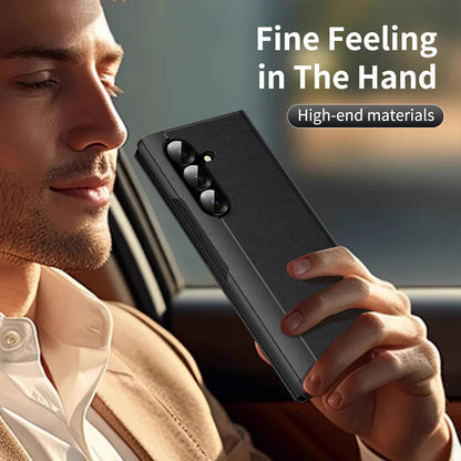 For Galaxy Fold8 Ultra 5G Smart View Window Leather Phone Case with Card Slot(Black)