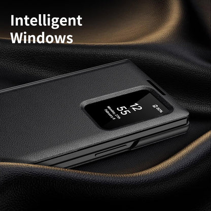 For Galaxy Fold8 Ultra 5G Smart View Window Leather Phone Case with Card Slot(Black)