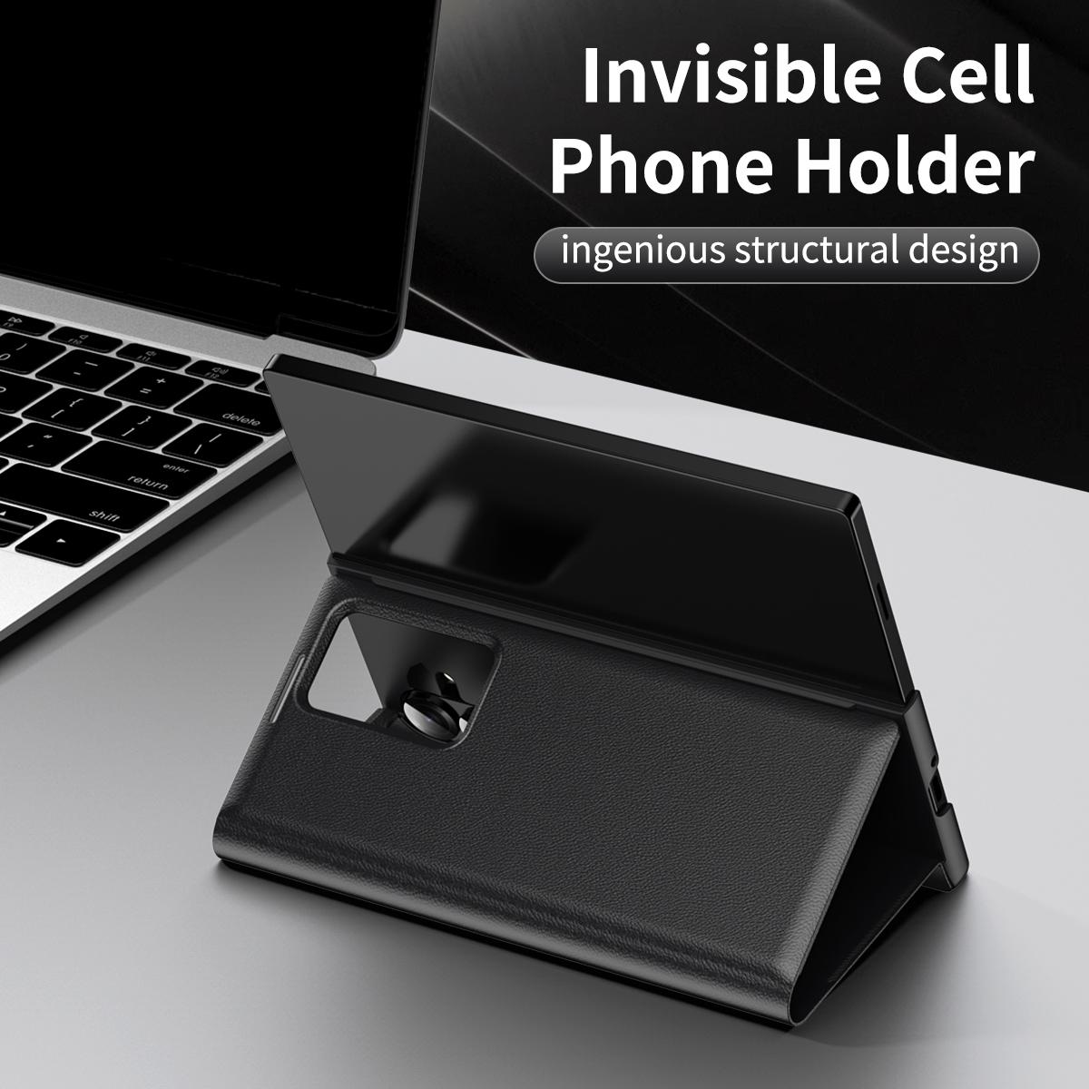 For Galaxy Fold8 Ultra 5G Smart View Window Leather Phone Case with Card Slot(Black)