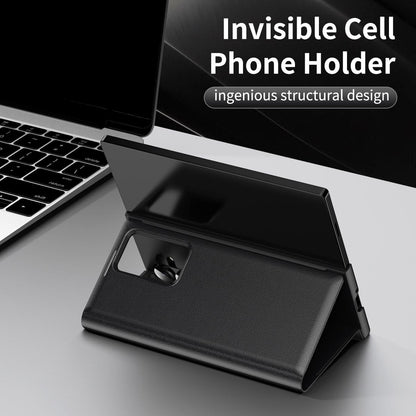 For Galaxy Fold8 Ultra 5G Smart View Window Leather Phone Case with Card Slot(Black)
