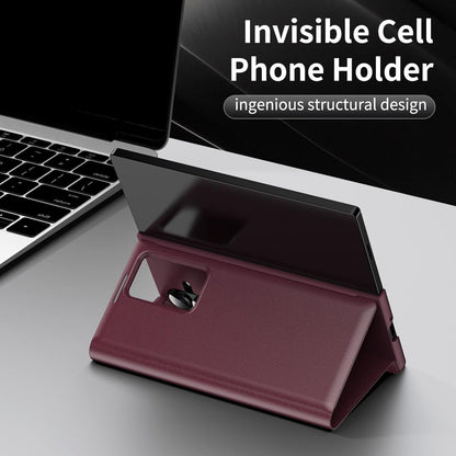 For Galaxy Fold8 Ultra 5G Smart View Window Leather Phone Case with Card Slot(Red)