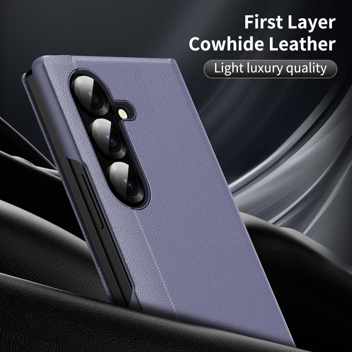 For Galaxy Fold8 Ultra 5G Smart View Window Leather Phone Case with Card Slot(Purple)