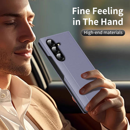 For Galaxy Fold8 Ultra 5G Smart View Window Leather Phone Case with Card Slot(Purple)