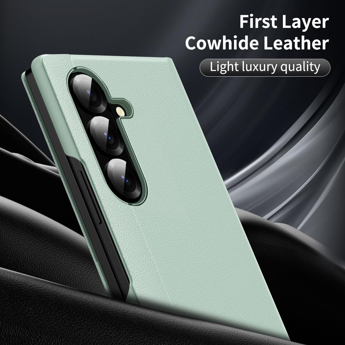 For Galaxy Fold8 Ultra 5G Smart View Window Leather Phone Case with Card Slot(Green)