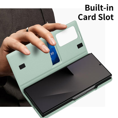 For Galaxy Fold8 Ultra 5G Smart View Window Leather Phone Case with Card Slot(Green)