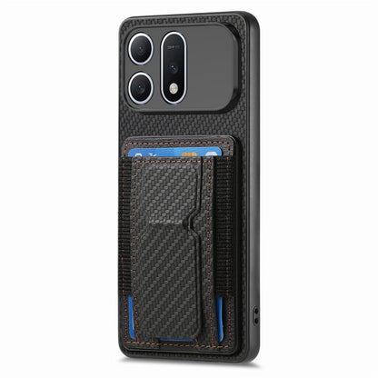 For Honor Win Turbo 5G Carbon Fiber Fold Stand Elastic Card Bag Phone Case - Black - SYA002775604B