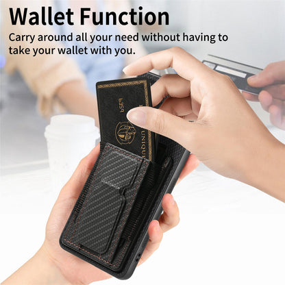 For Honor Win Turbo 5G Carbon Fiber Fold Stand Elastic Card Bag Phone Case - Black - SYA002775604B