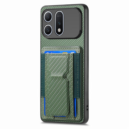 For Honor Win Turbo 5G Carbon Fiber Fold Stand Elastic Card Bag Phone Case - Green - SYA002775604E