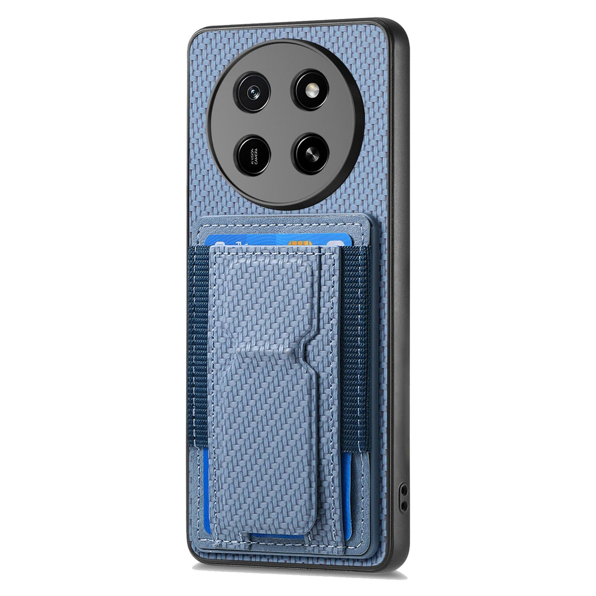 For Honor X80 Pro Max 5G Carbon Fiber Fold Stand Elastic Card Bag Phone Case - Blue - SYA002775605A