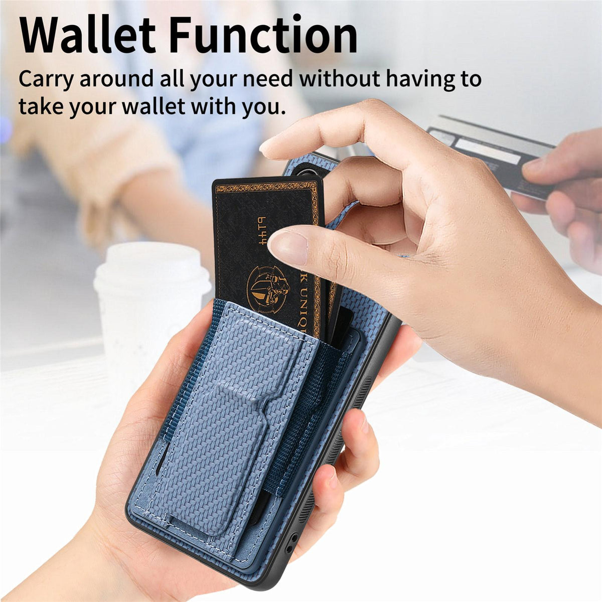 For Honor X80 Pro Max 5G Carbon Fiber Fold Stand Elastic Card Bag Phone Case - Blue - SYA002775605A