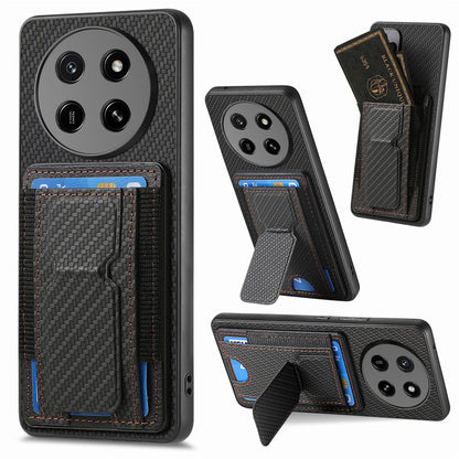 For Honor X80 Pro Max 5G Carbon Fiber Fold Stand Elastic Card Bag Phone Case - Black - SYA002775605B