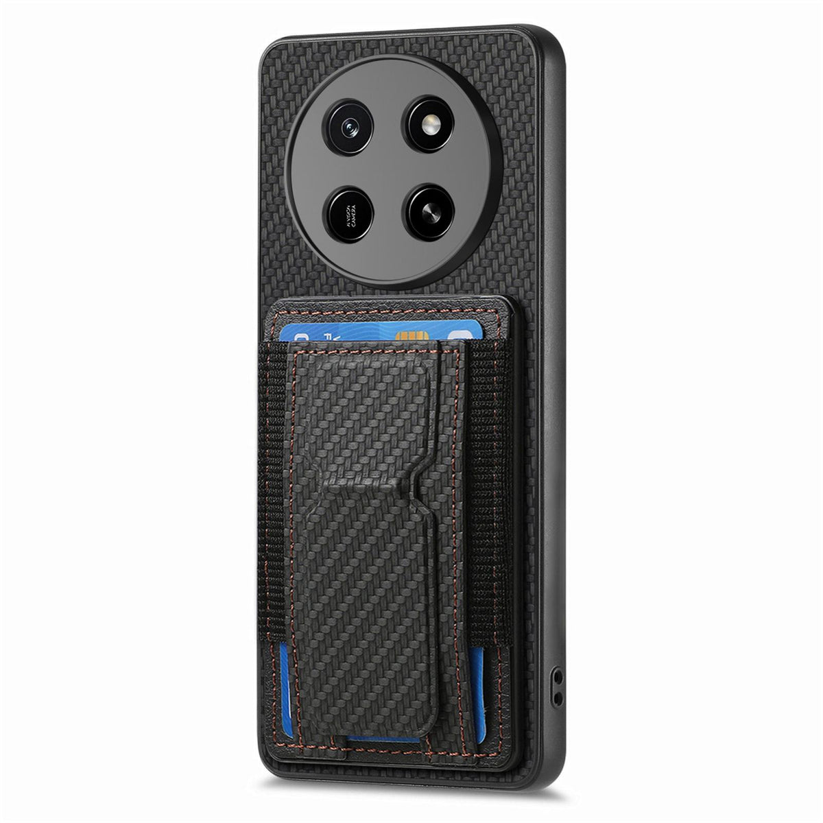 For Honor X80 Pro Max 5G Carbon Fiber Fold Stand Elastic Card Bag Phone Case - Black - SYA002775605B