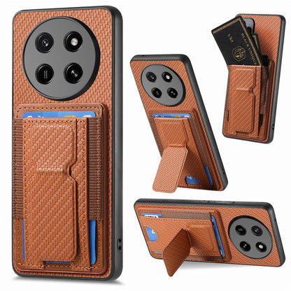 For Honor X80 Pro Max 5G Carbon Fiber Fold Stand Elastic Card Bag Phone Case - Brown - SYA002775605C
