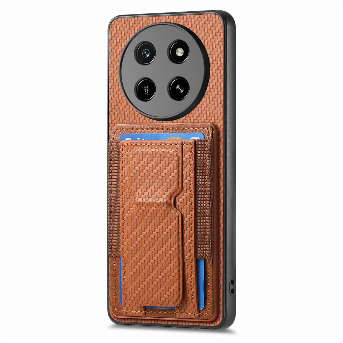 For Honor X80 Pro Max 5G Carbon Fiber Fold Stand Elastic Card Bag Phone Case - Brown - SYA002775605C