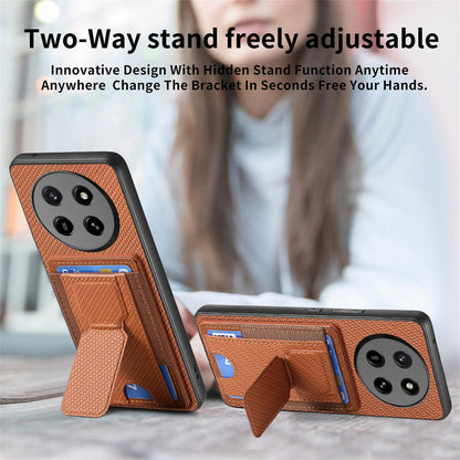 For Honor X80 Pro Max 5G Carbon Fiber Fold Stand Elastic Card Bag Phone Case - Brown - SYA002775605C