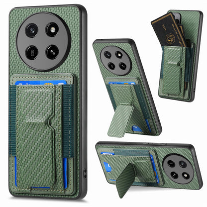 For Honor X80 Pro Max 5G Carbon Fiber Fold Stand Elastic Card Bag Phone Case - Green - SYA002775605E