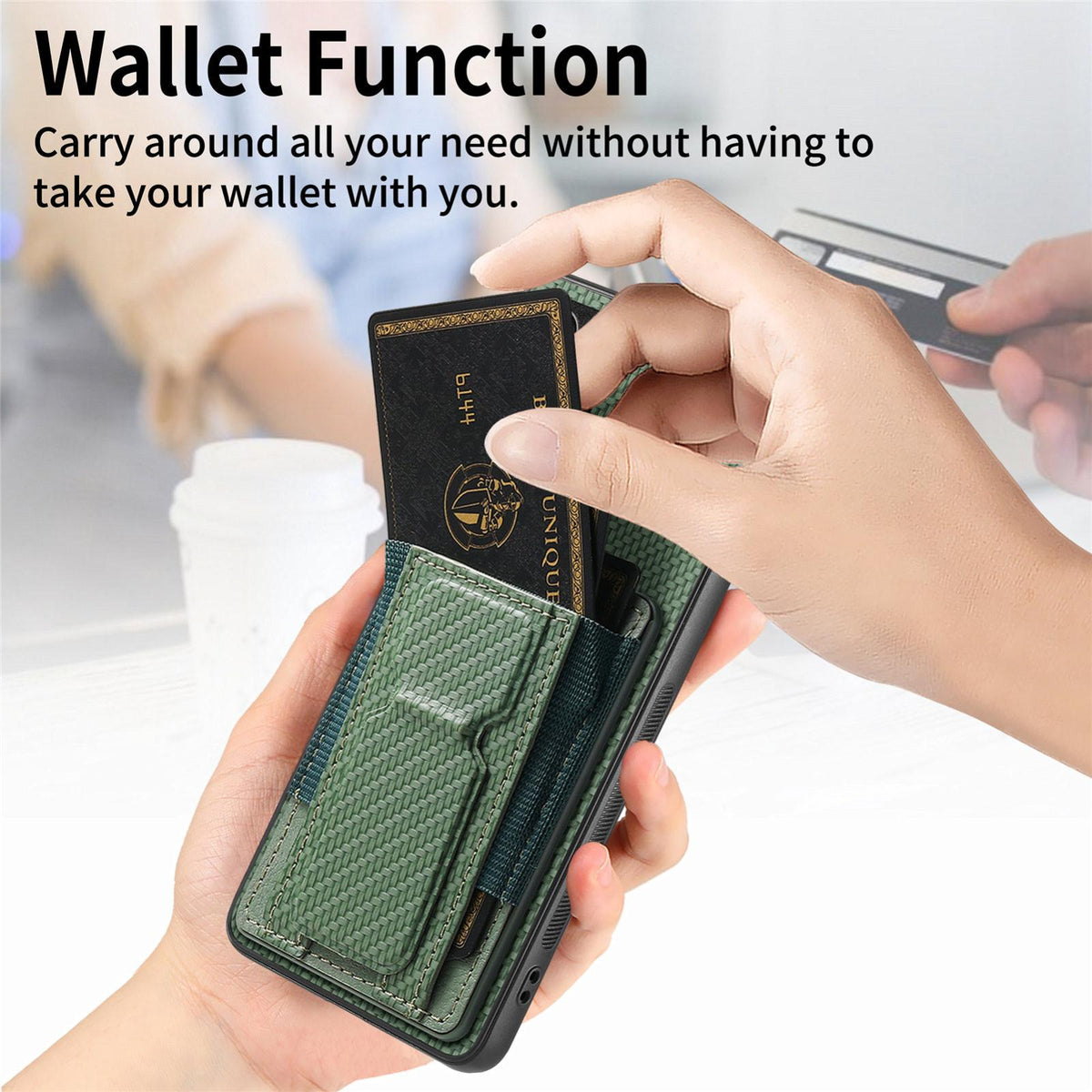 For Honor X80 Pro Max 5G Carbon Fiber Fold Stand Elastic Card Bag Phone Case - Green - SYA002775605E