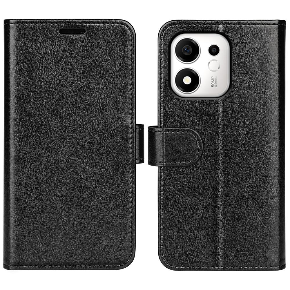 For Honor 600 Smart 5G R64 Texture Horizontal Flip Leather Phone Case - Black - SYA002797519A