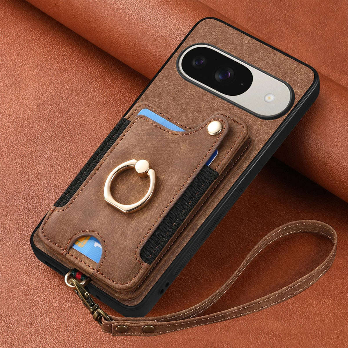 For Google Pixel 11 Retro Skin-feel Ring Multi-card Wallet Phone Case - Brown - SYA002797615A