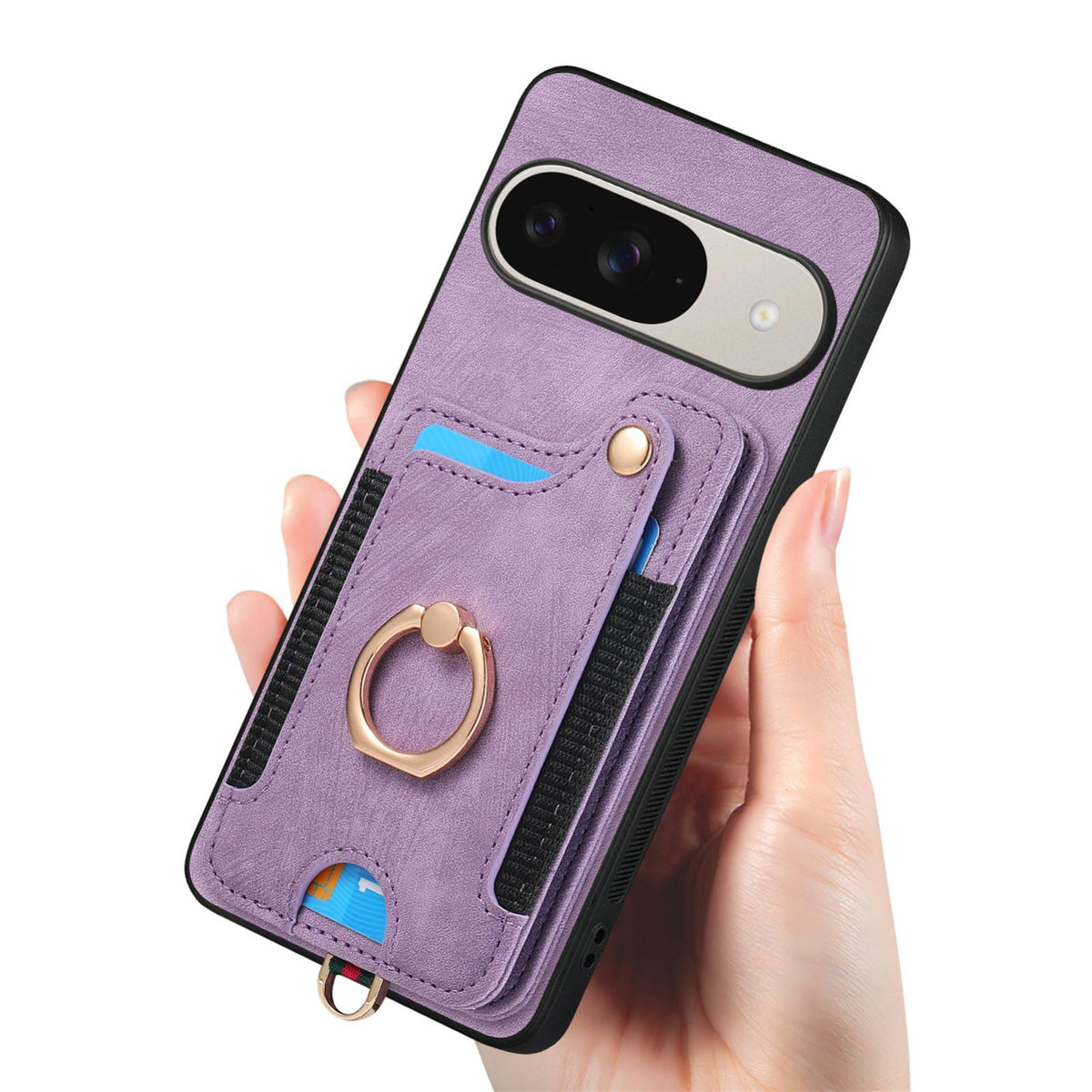 For Google Pixel 11 Retro Skin-feel Ring Multi-card Wallet Phone Case - Purple - SYA002797615E