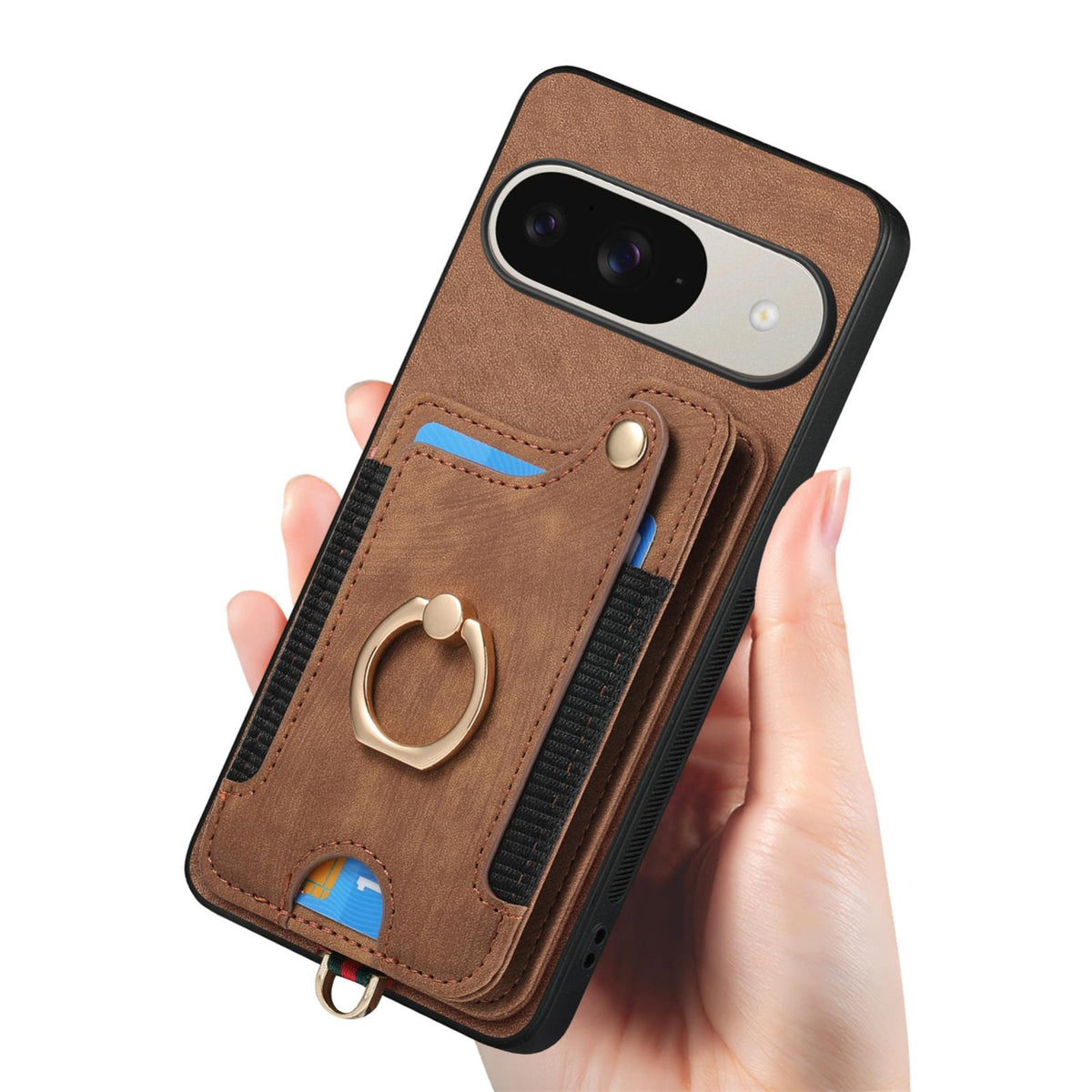 For Google Pixel 11 Pro Retro Skin-feel Ring Multi-card Wallet Phone Case - Brown - SYA002797616A