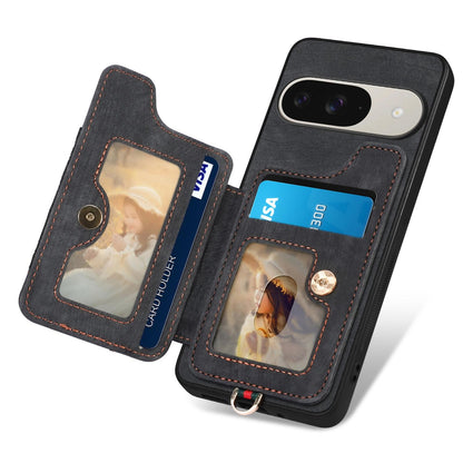 For Google Pixel 11 Pro Retro Skin-feel Ring Multi-card Wallet Phone Case - Black - SYA002797616F
