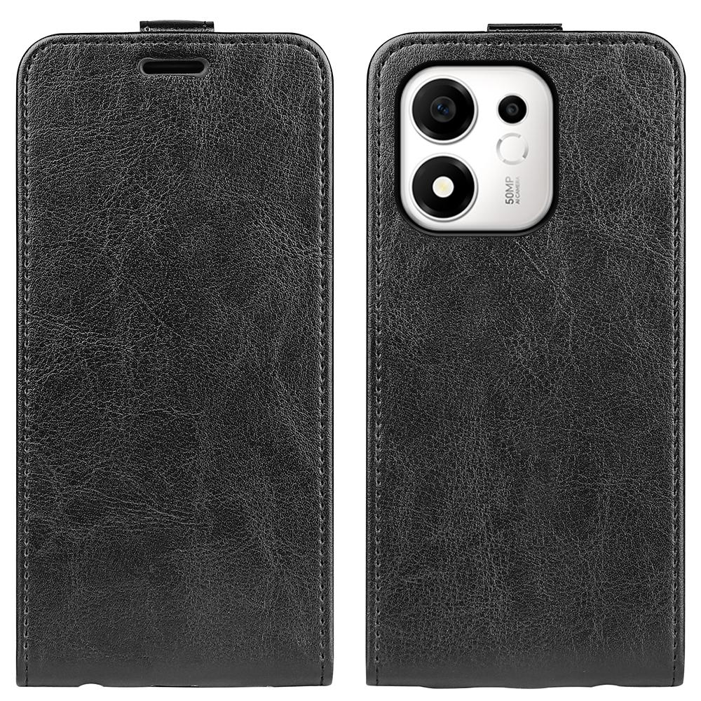 For Honor 600 Smart 5G R64 Texture Single Vertical Flip Leather Phone Case - Black - SYA002802019A