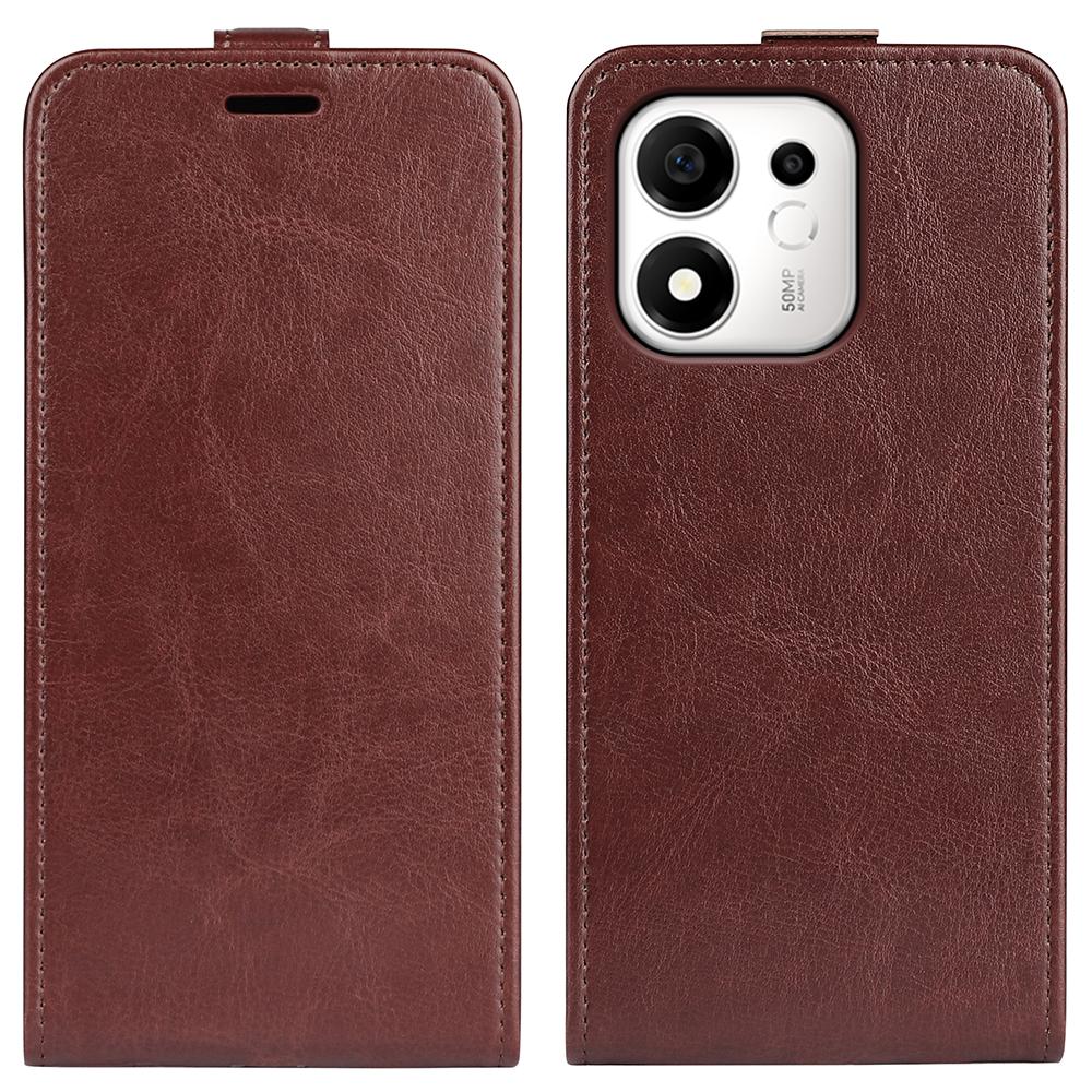For Honor 600 Smart 5G R64 Texture Single Vertical Flip Leather Phone Case - Brown - SYA002802019D