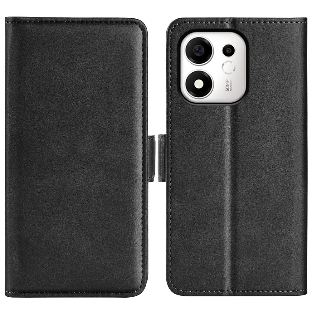 For Honor 600 Smart 5G Dual-side Magnetic Buckle Horizontal Flip Leather Phone Case - Black - SYA002802119A