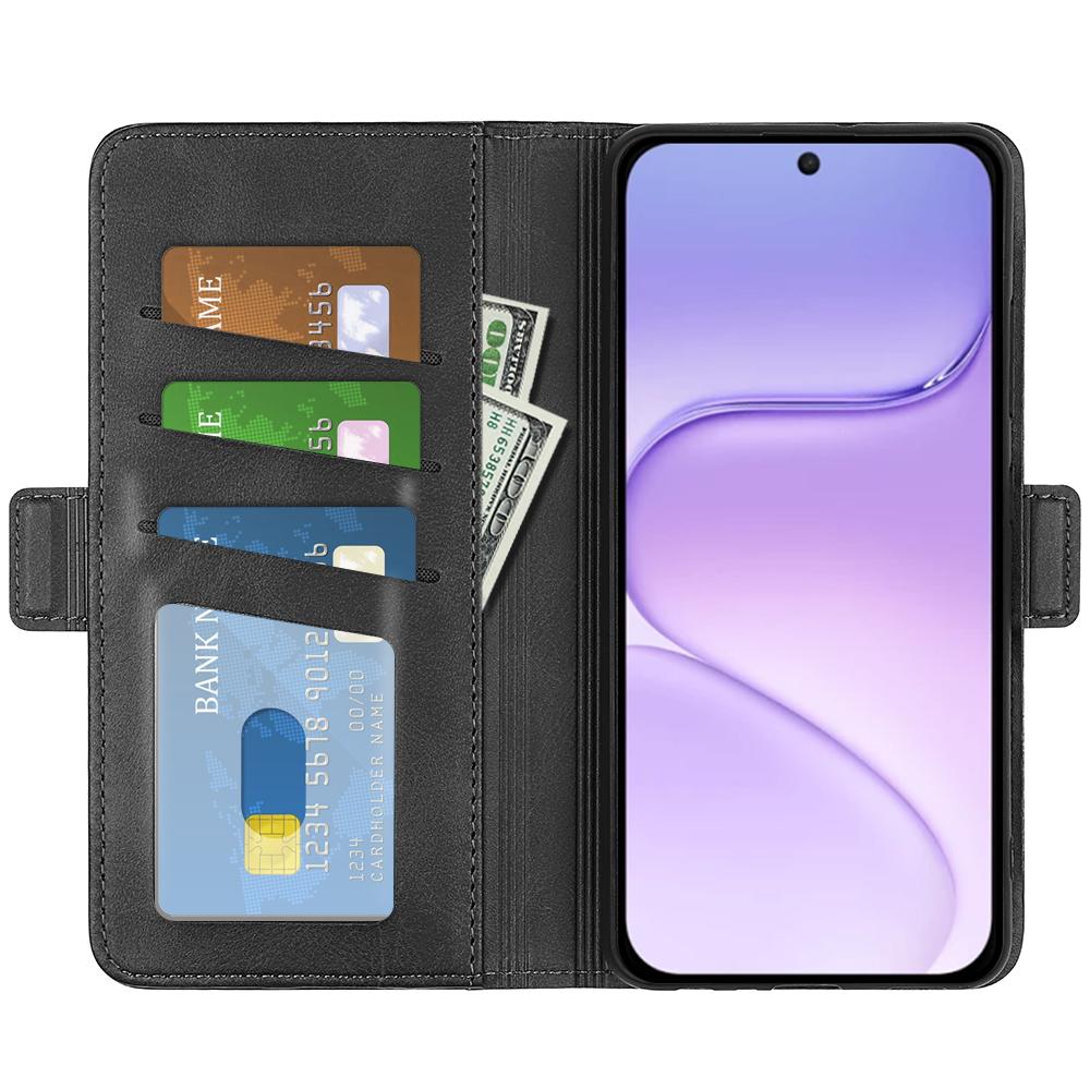 For Honor 600 Smart 5G Dual-side Magnetic Buckle Horizontal Flip Leather Phone Case - Black - SYA002802119A